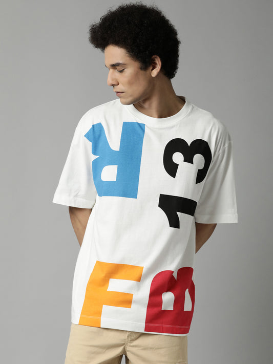 Printed Oversized Off White T-shirt