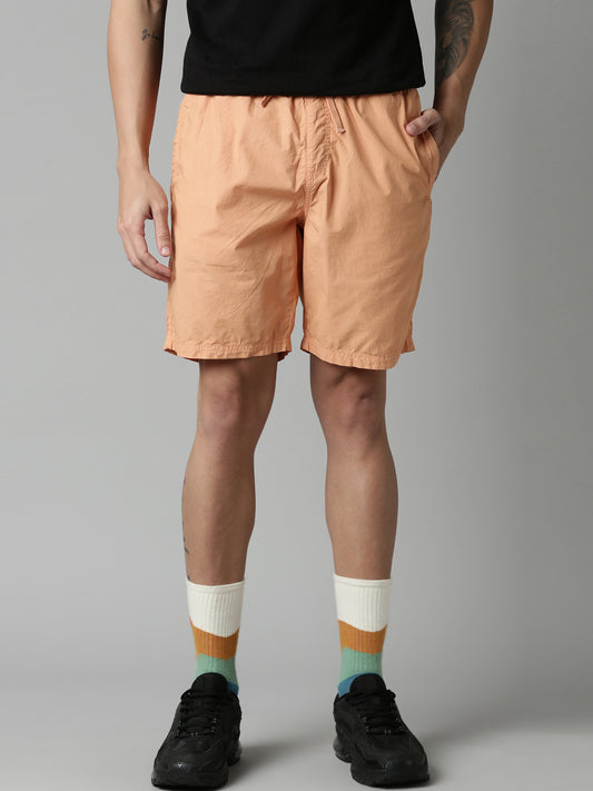Pink Slim Fit Solid Shorts