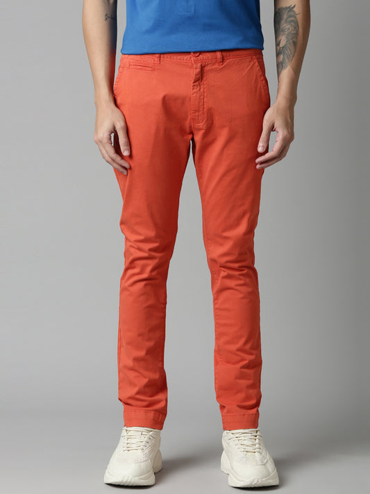 Orange Skinny Fit Solid Trouser