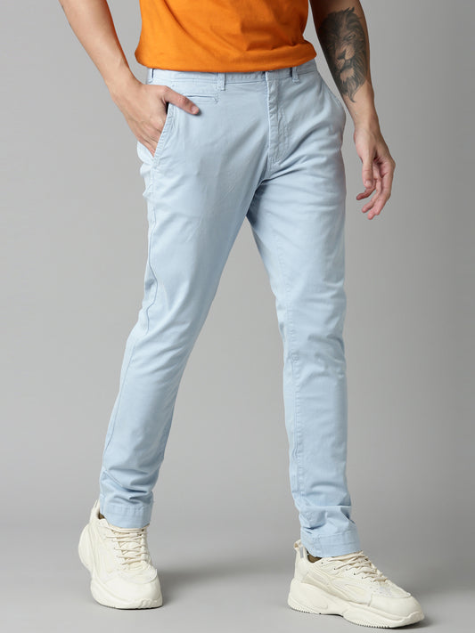 Blue Skinny Fit Solid Trouser