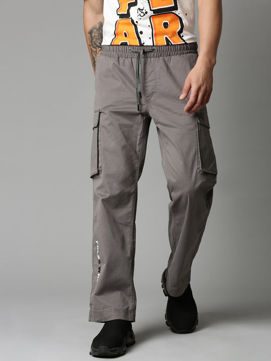 Grey Straight Fit Cargo Trouser