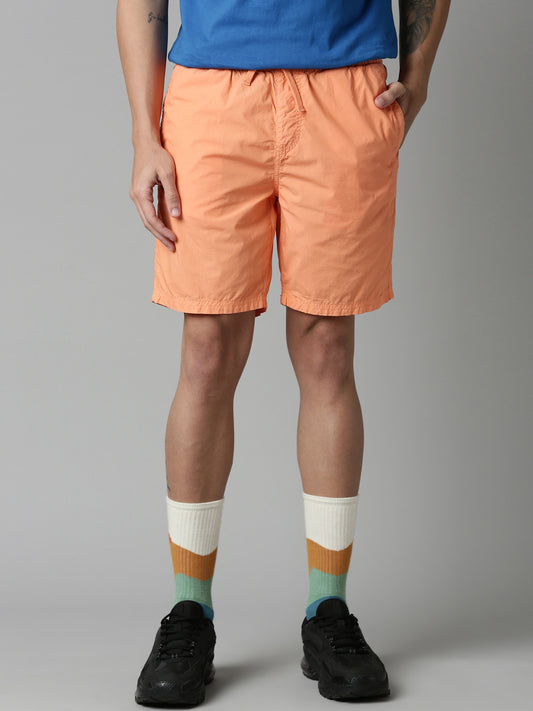 Orange Slim Fit Solid Shorts