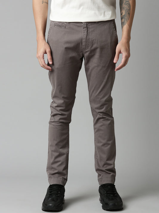Dark Grey  Skinny Fit Solid Trouser
