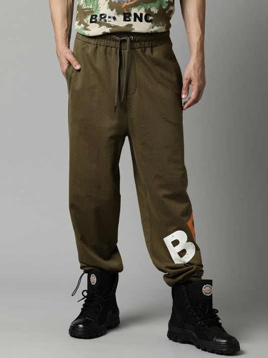 Olive Printed Loose Fit Jogger