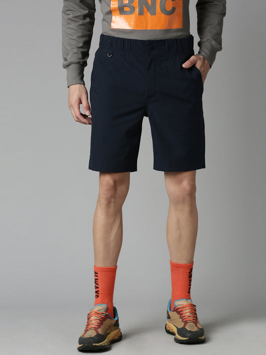 Navy Hexarel Slim Fit Shorts