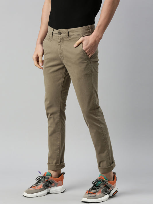 green Skinny Fit Solid Trouser