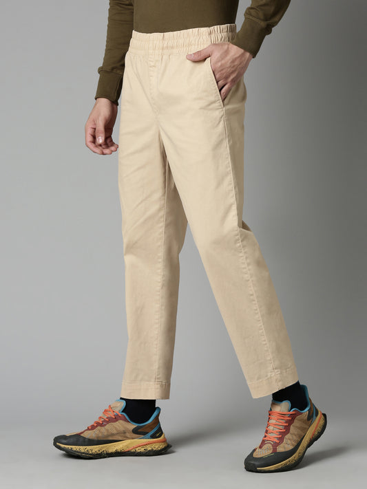 Beige loose Fit Jogger Style Chino Pant