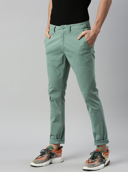 Sage Green Skinny Fit Solid Trouser